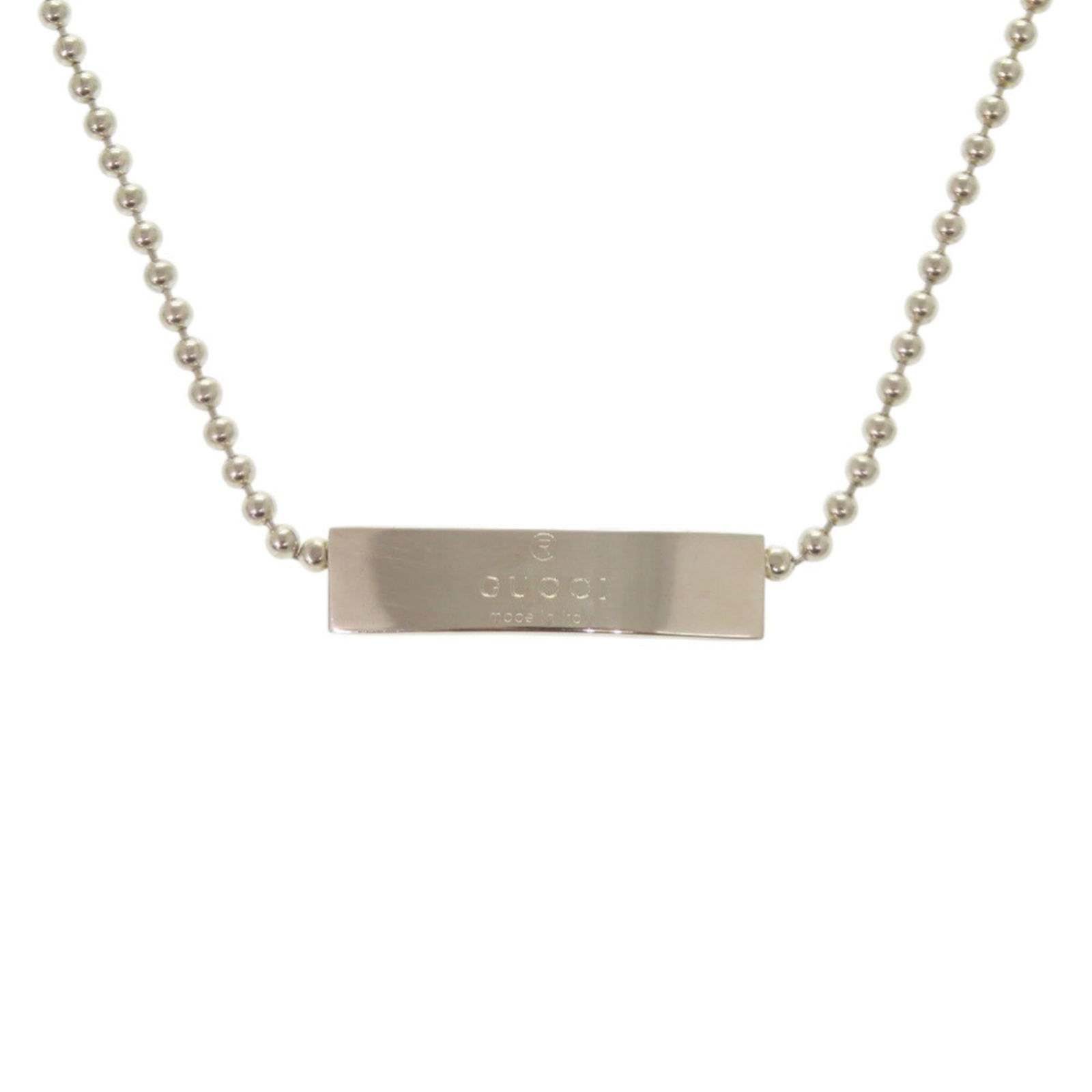 0768 Excellent condition Gucci logo plate ball chain 1697AR sterling silver 925 choker: 0768 Excellent condition Gucci logo plate ball chain 1697AR sterling silver 925 choker This listing features 0768 Excellent condition Gucci logo plate ball chain 1697AR sterling silver 925 choker.