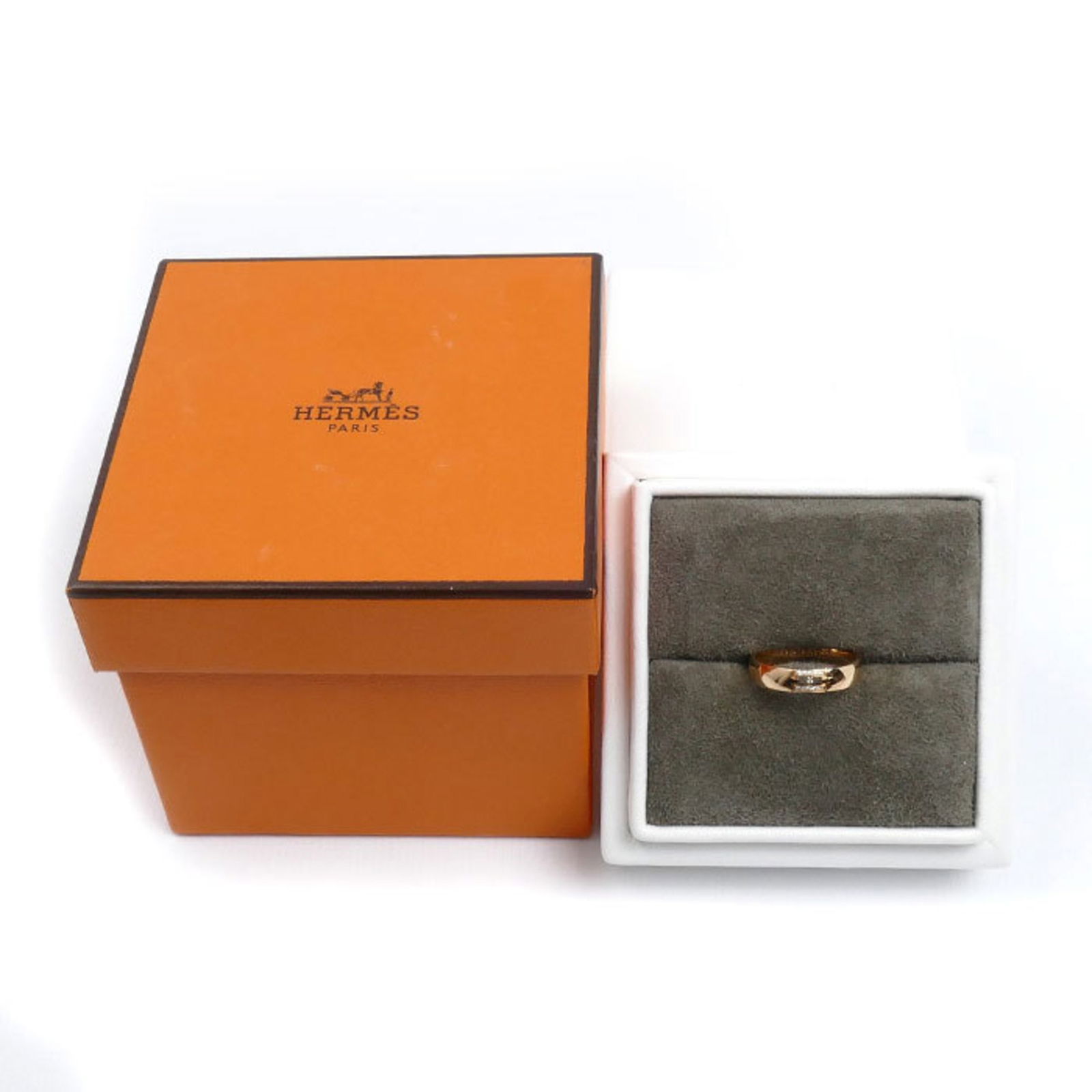 (18K) Hermes Band Ring Pink Gold - 8