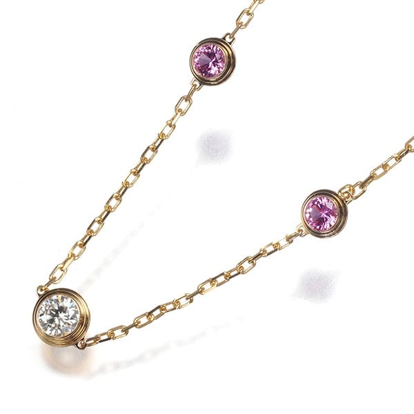 Gold Cartier Necklace Diamond Pink Sapphire D'Amour 3P 18K 750 Rose: Gold Cartier Necklace Diamond Pink Sapphire D'Amour 3P 18K 750 Rose This listing features Gold Cartier Necklace Diamond Pink Sapphire D'Amour 3P 18K 750 Rose. Item specifics are provided below. Item