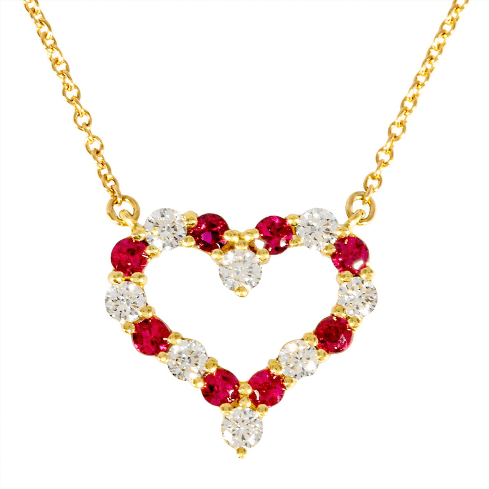 and Gold for Women - Tiffany & Co. Sentimental Heart Medium Necklace with Diamonds - 18K Yellow (1 of 7)