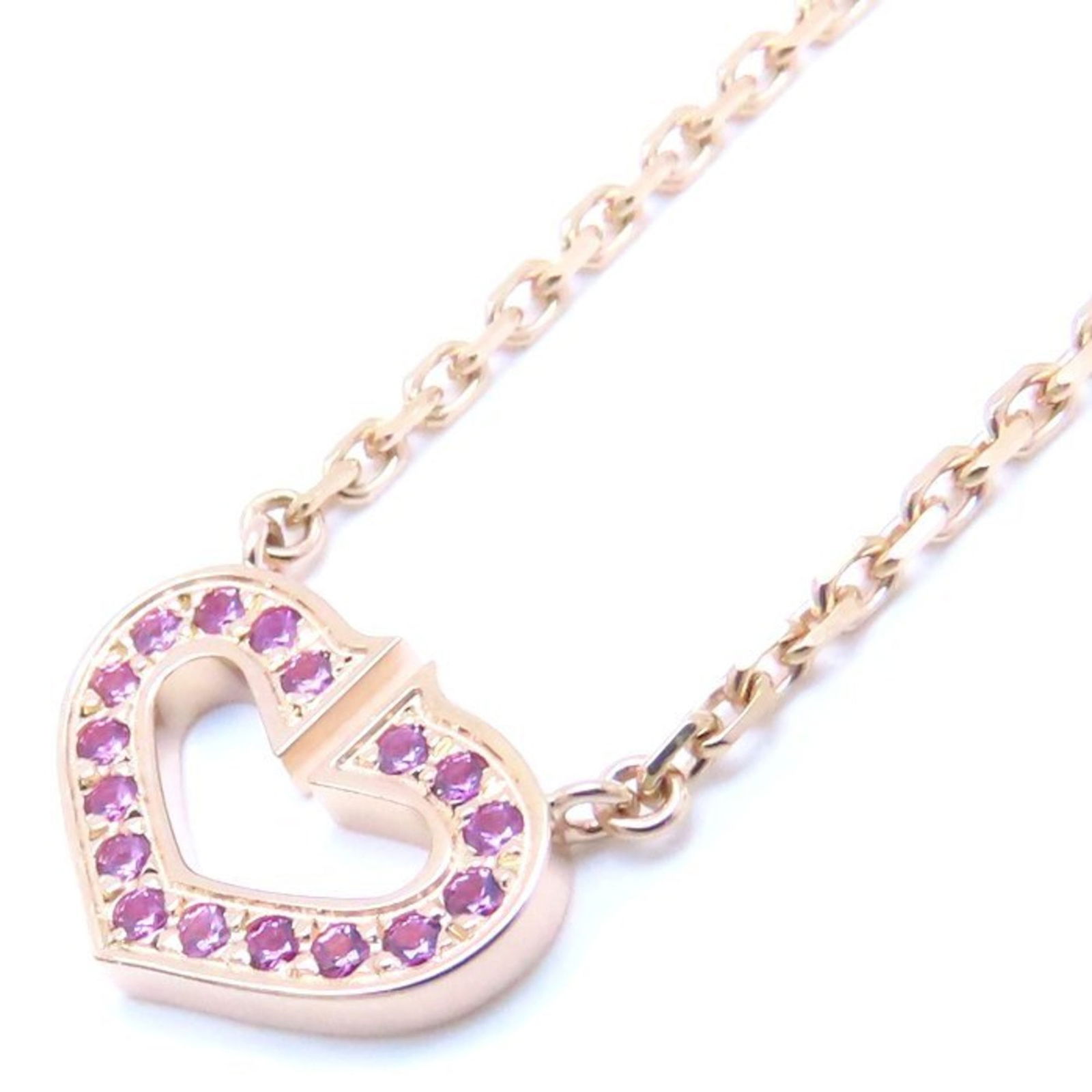 293487 CARTIER C Heart Necklace with Pink Sapphire and 18K Gold (1 of 8)