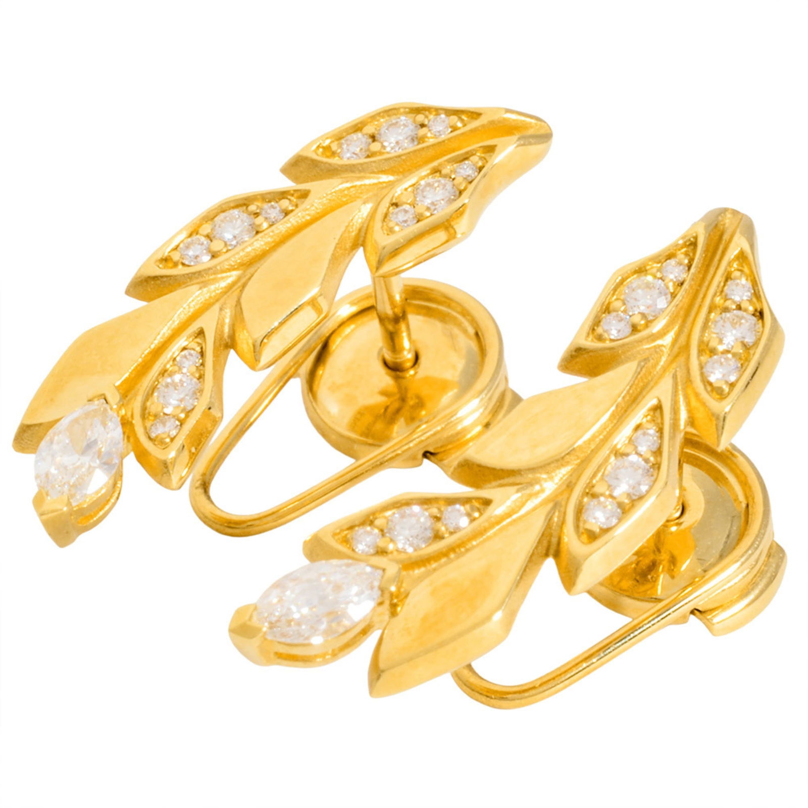 (18K) Tiffany Stud Earrings Yellow Gold - 2