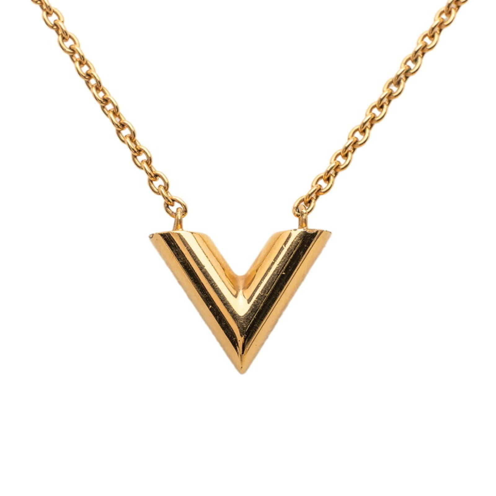 VUITTON Louis Vuitton Essential V Pendant Necklace M61083 Gold Plated Women's LOUIS (1 of 6)
