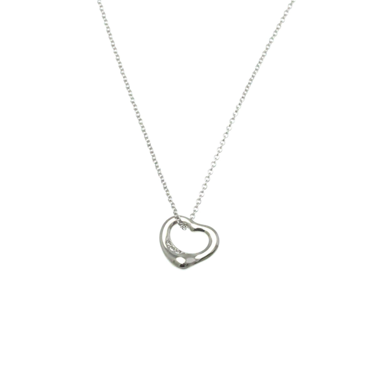 Women Fashion Pendant Necklace (Silver) - Tiffany Open Heart Platinum Diamond Men (1 of 15)