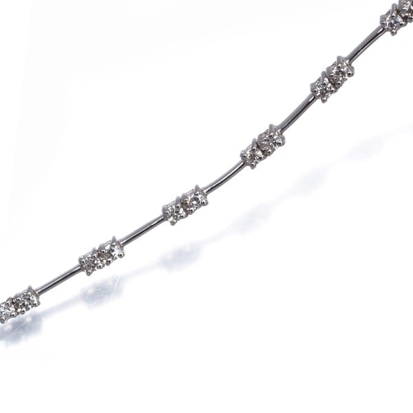 Gold Diamond 0.50Ct Station Bracelet 18K 750 White (1 of 4)