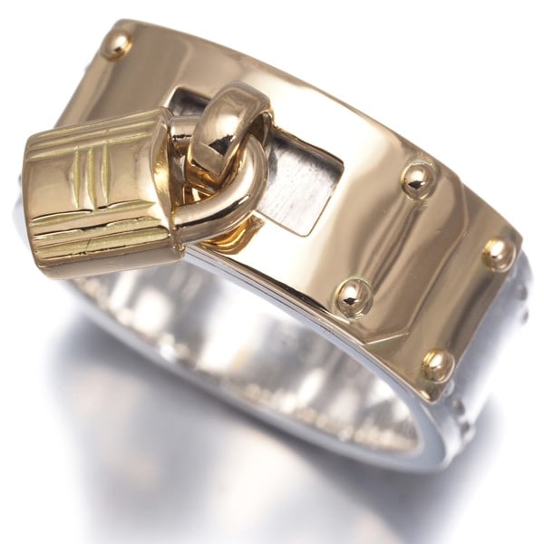 Gold Hermes Ring Kelly Padlock Eu53 925 Sterling Silver/ 18K 750 Yellow (1 of 5)