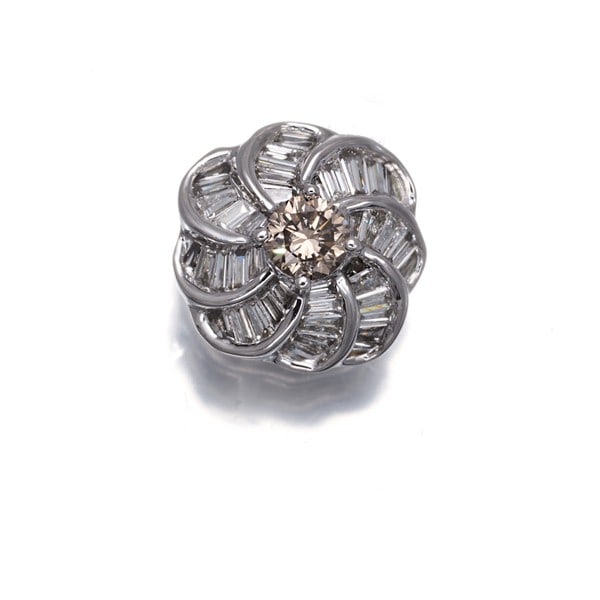 Gold Clear&Brown Diamond Flower Pendant 18K 750 White (1 of 4)