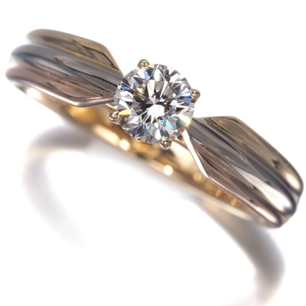 Rg Cartier Ring Diamond 0.34Ct Solitaire 3Color Eu49 18K Yg/ Wg/ (1 of 6)