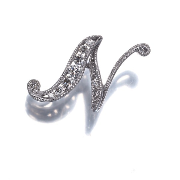 Gold Diamond 0.12Ct Initial N Milgrain Pendant 18K 750 White: Gold Diamond 0.12Ct Initial N Milgrain Pendant 18K 750 White This listing features Gold Diamond 0.12Ct Initial N Milgrain Pendant 18K 750 White. Item specifics are provided below. Item Specifics: