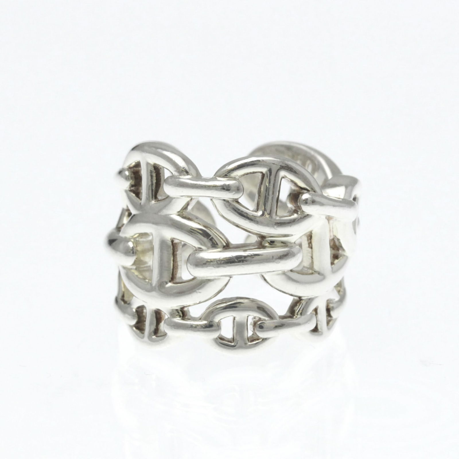 Silver Hermes Band Ring - 9
