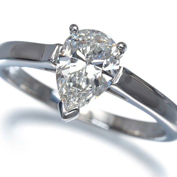 950 Tiffany&Co. Ring Diamond 1.02Ct Solitaire Pear-Shaped Us6.5-6.75 Pt (1 of 6)