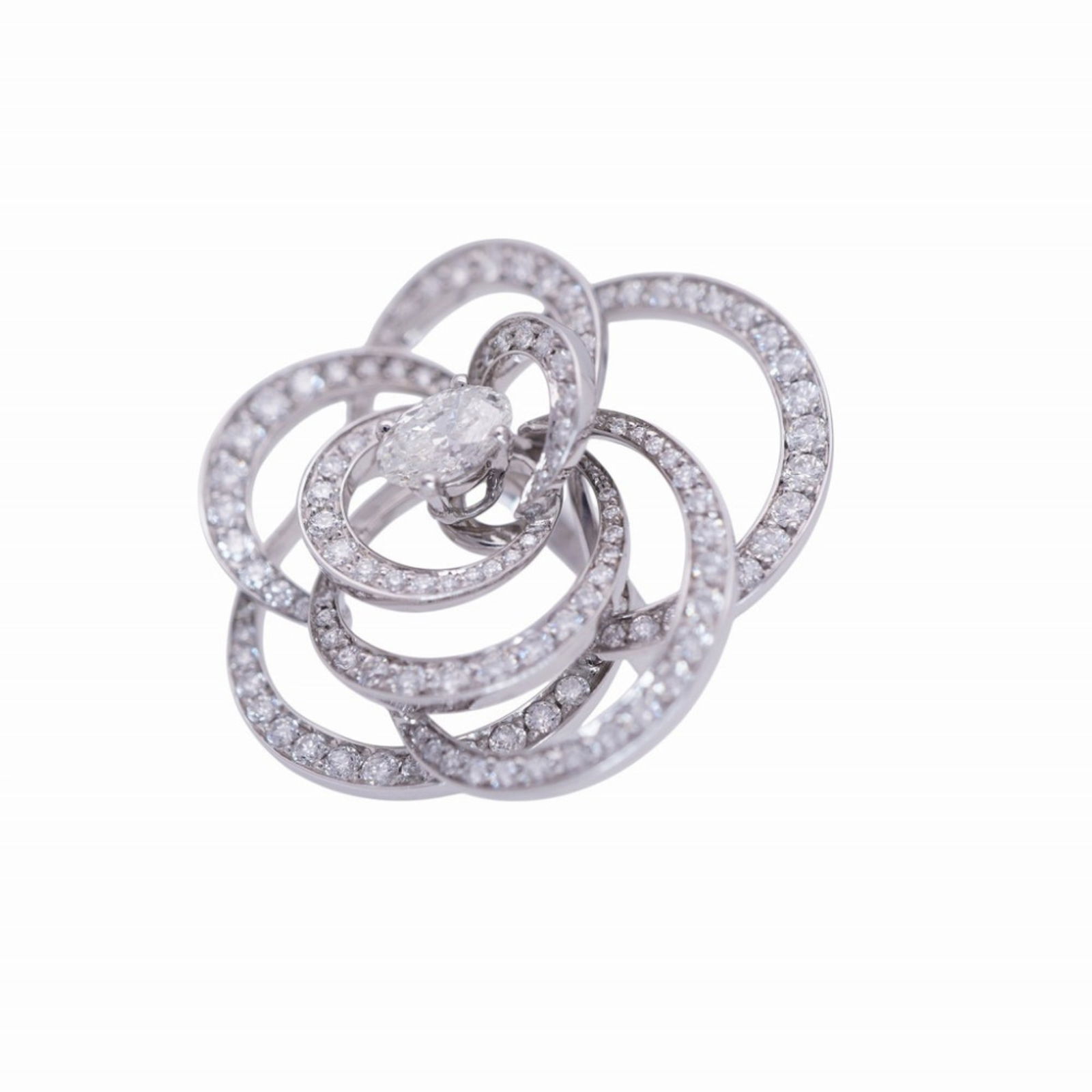 (18K) Chanel Band Ring White Gold - 3