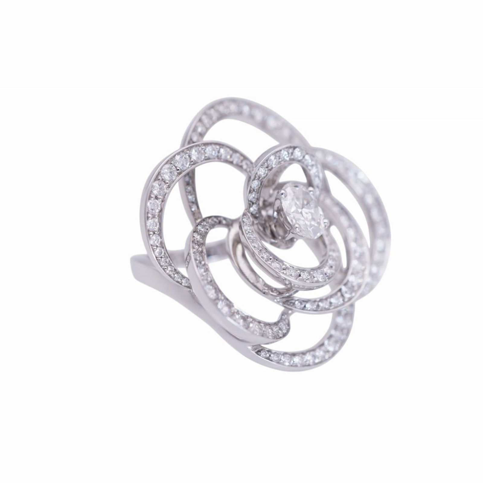 (18K) Chanel Band Ring White Gold - 4