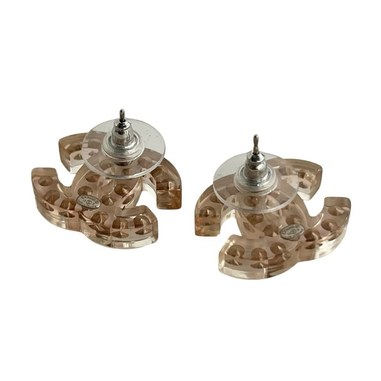 Plastic Chanel Stud Earrings - 4