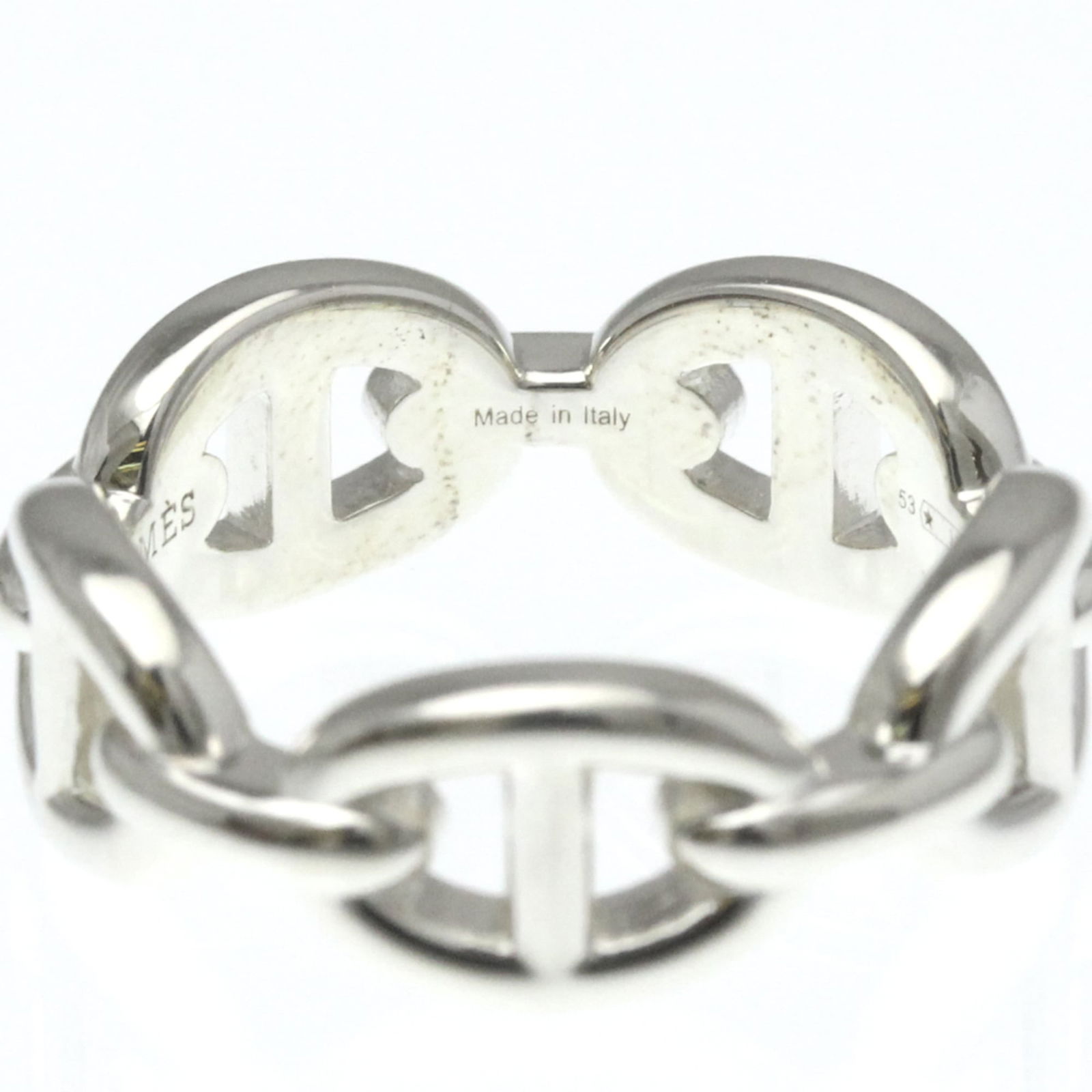 Silver Hermes Band Ring - 11