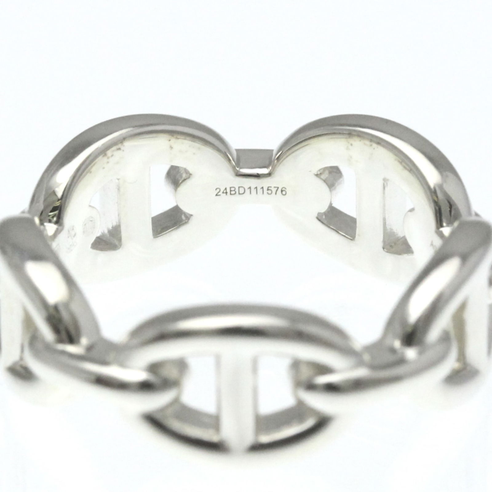 Silver Hermes Band Ring - 8