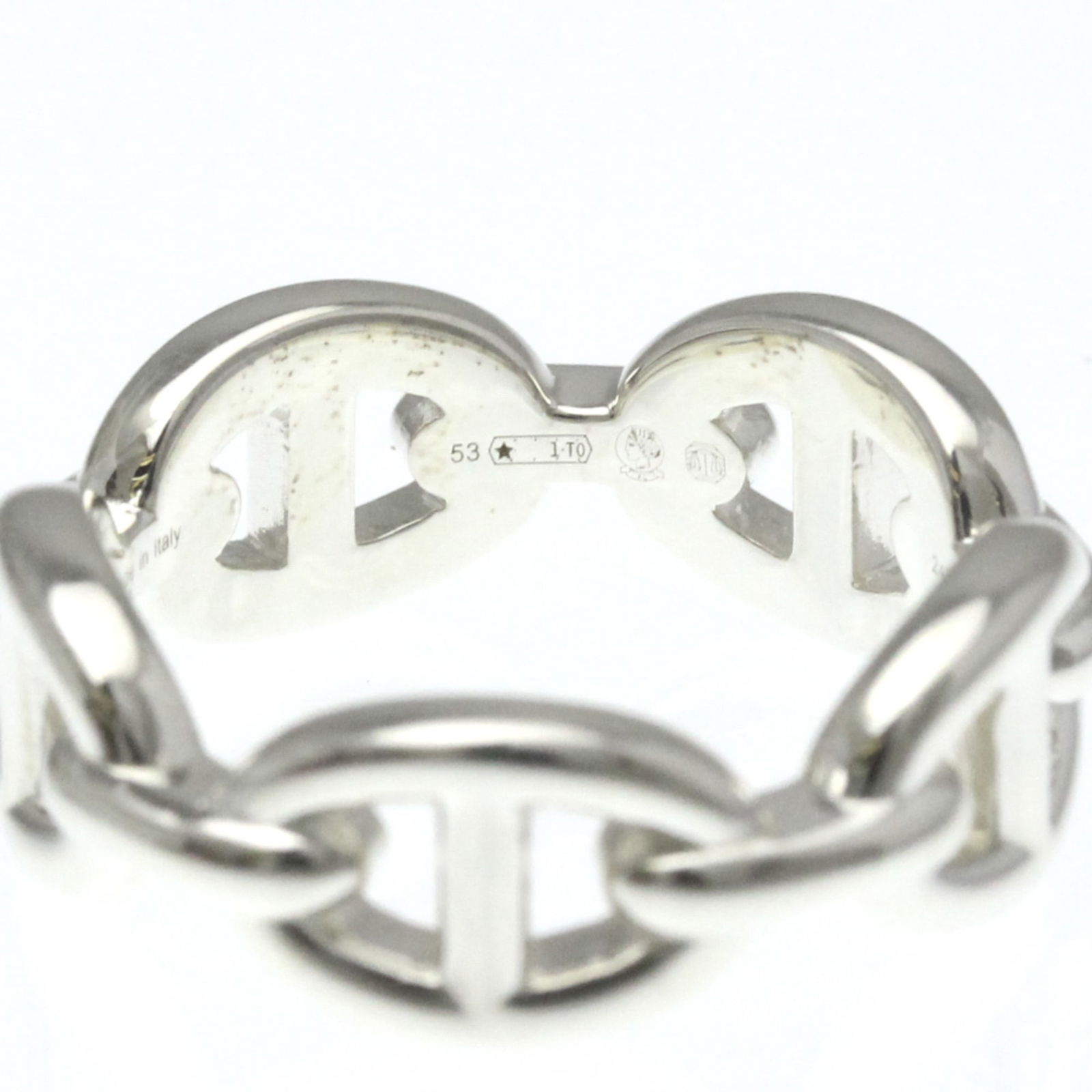 Silver Hermes Band Ring - 9