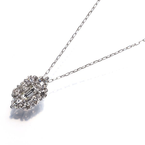 Platinum Diamond 0.50Ct Baguette-Cut Necklace 950 850 (1 of 4)