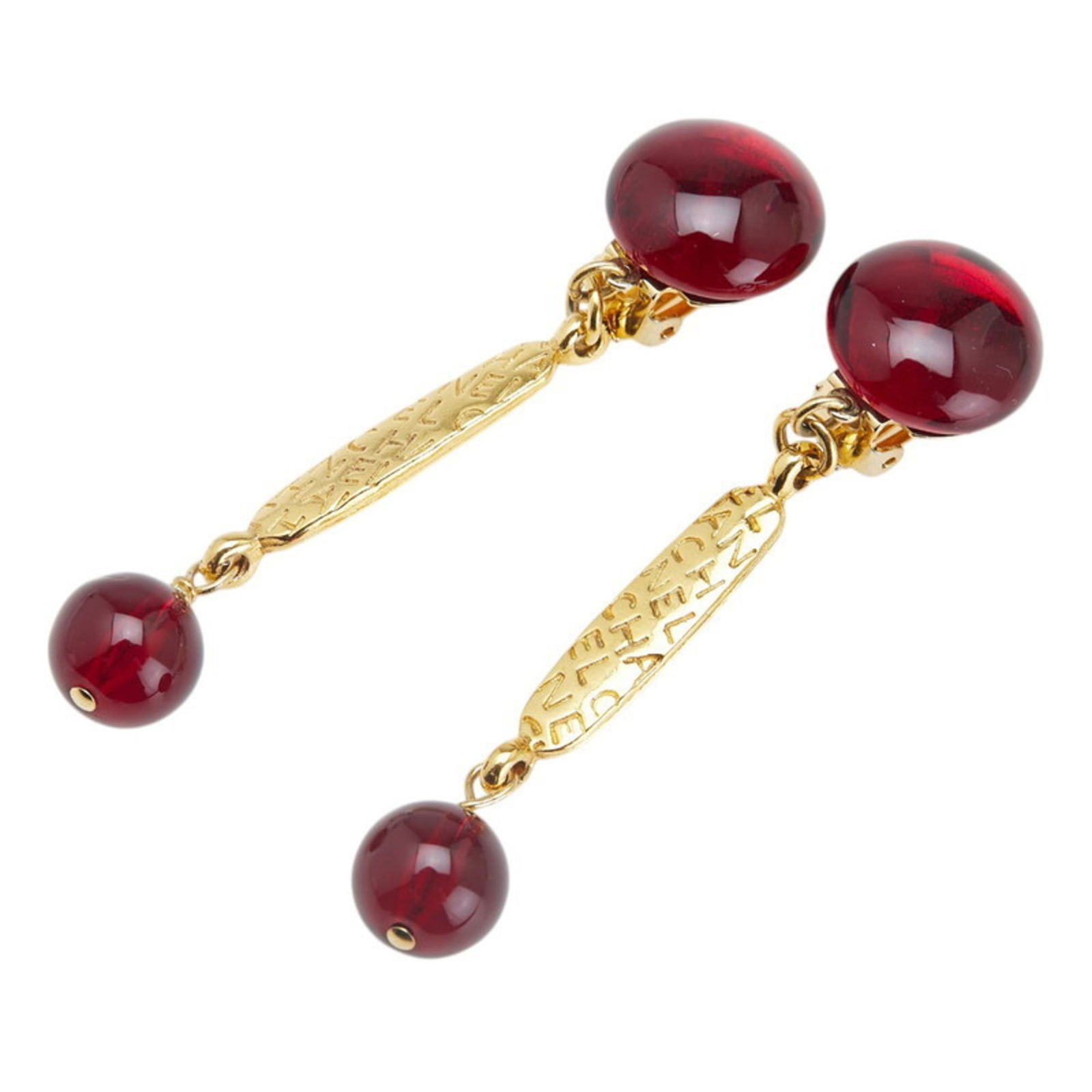 Earrings Chanel Clip: Earrings Chanel Clip This listing features Earrings Chanel Clip. Item specifics are provided below. Item Specifics: Brand: Chanel Type: Clip Earrings Gender: Women Color: Gold, Red Color Size