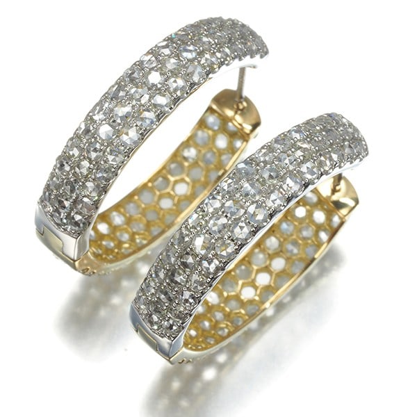 Yg Rose-Cut Diamond 1.27Ct/ 1.27Ct Paved Hoop Earrings Pt 950/ Pt 900/ 18K: Yg Rose-Cut Diamond 1.27Ct/ 1.27Ct Paved Hoop Earrings Pt 950/ Pt 900/ 18K This listing features Yg Rose-Cut Diamond 1.27Ct/ 1.27Ct Paved Hoop Earrings Pt 950/ Pt 900/ 18K. Item specifics are