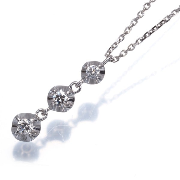 Gold Vendome Necklace Diamond 0.12Ct 3P 18K 750 White (1 of 4)