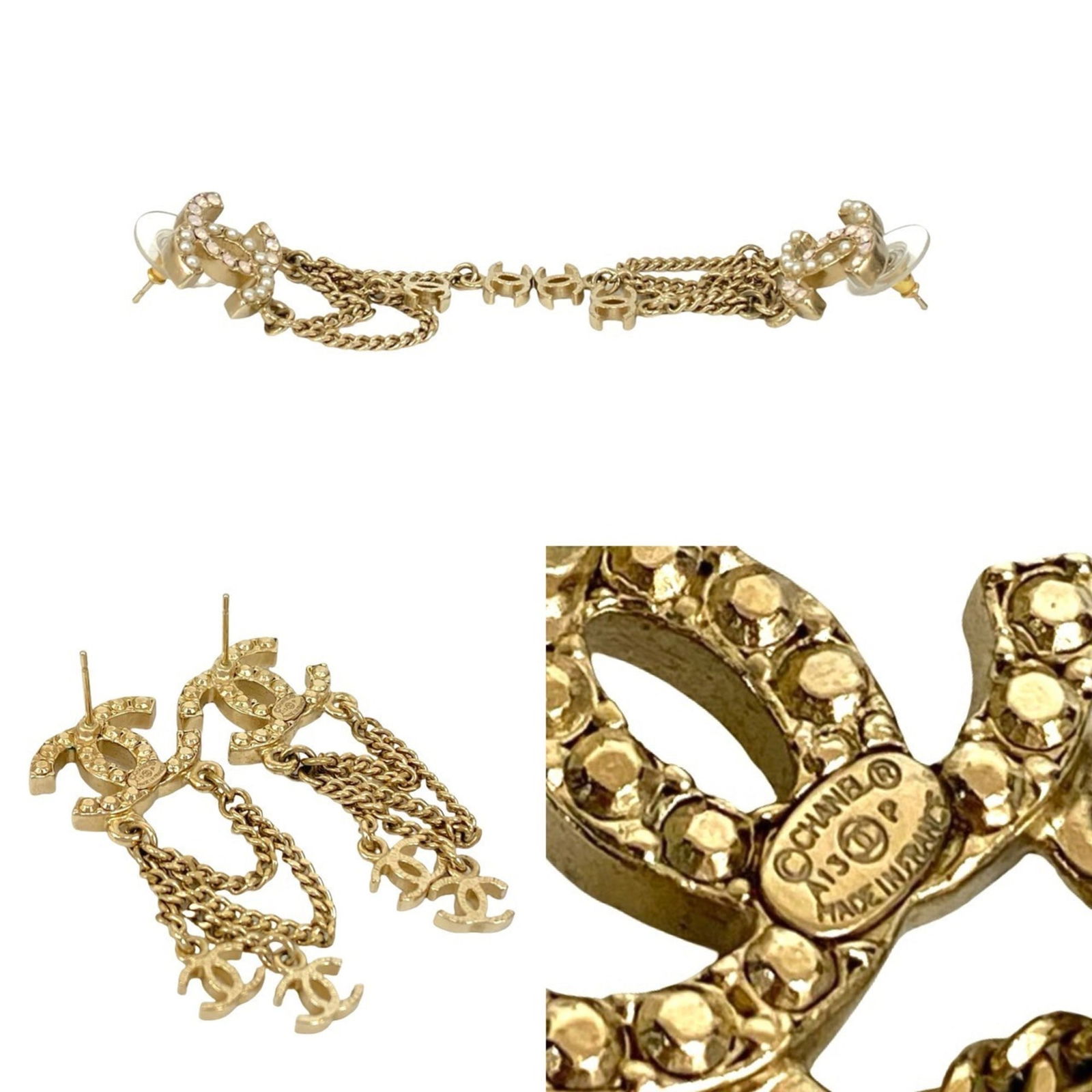 Plating Chanel Stud Earrings Gold - 2