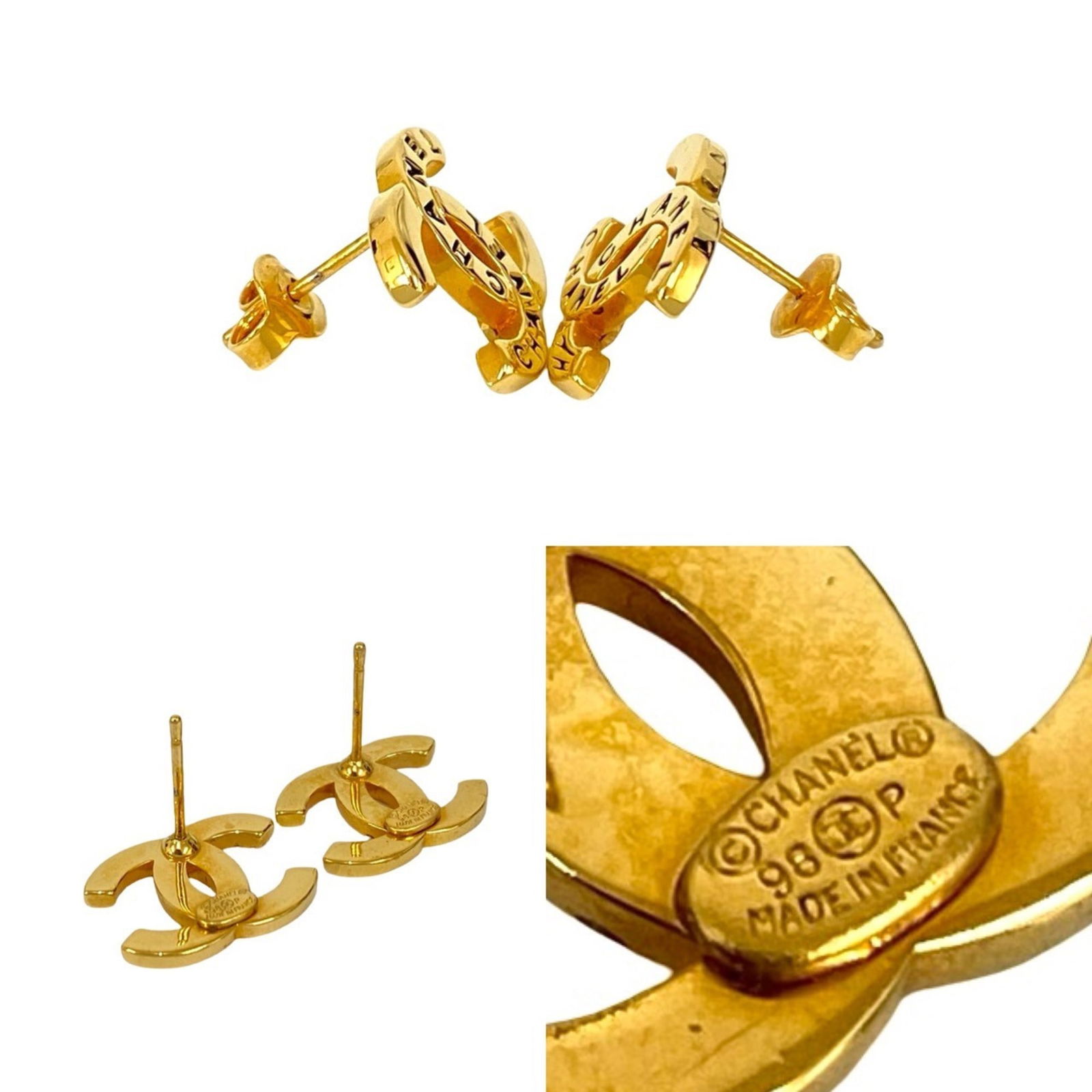 Plating Chanel Stud Earrings Gold - 2