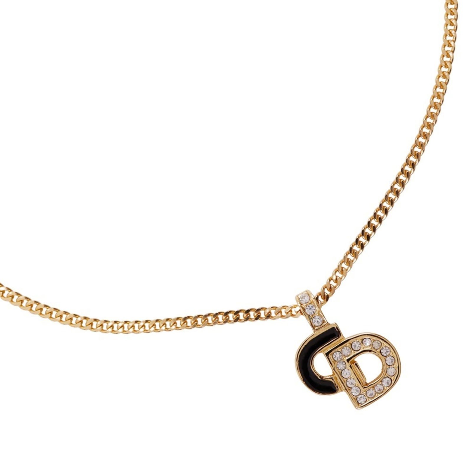 for women. - Christian Dior CD logo necklace - gold-plated with rhinestones - approximately 7.2g (1 of 11)