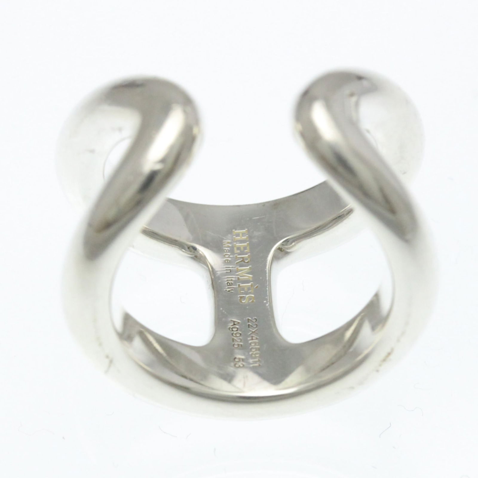 Silver Hermes Band Ring - 5