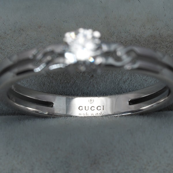 Gold Gucci Ring Diamond 0.23Ct E Vvs1 Ex Infinity Us5 18K 750 White - 4