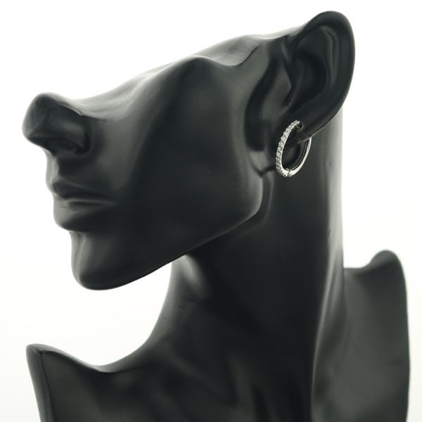 Platinum Gstv Single Earring Diamond 0.35Ct Hoop Pierring 950 - 6