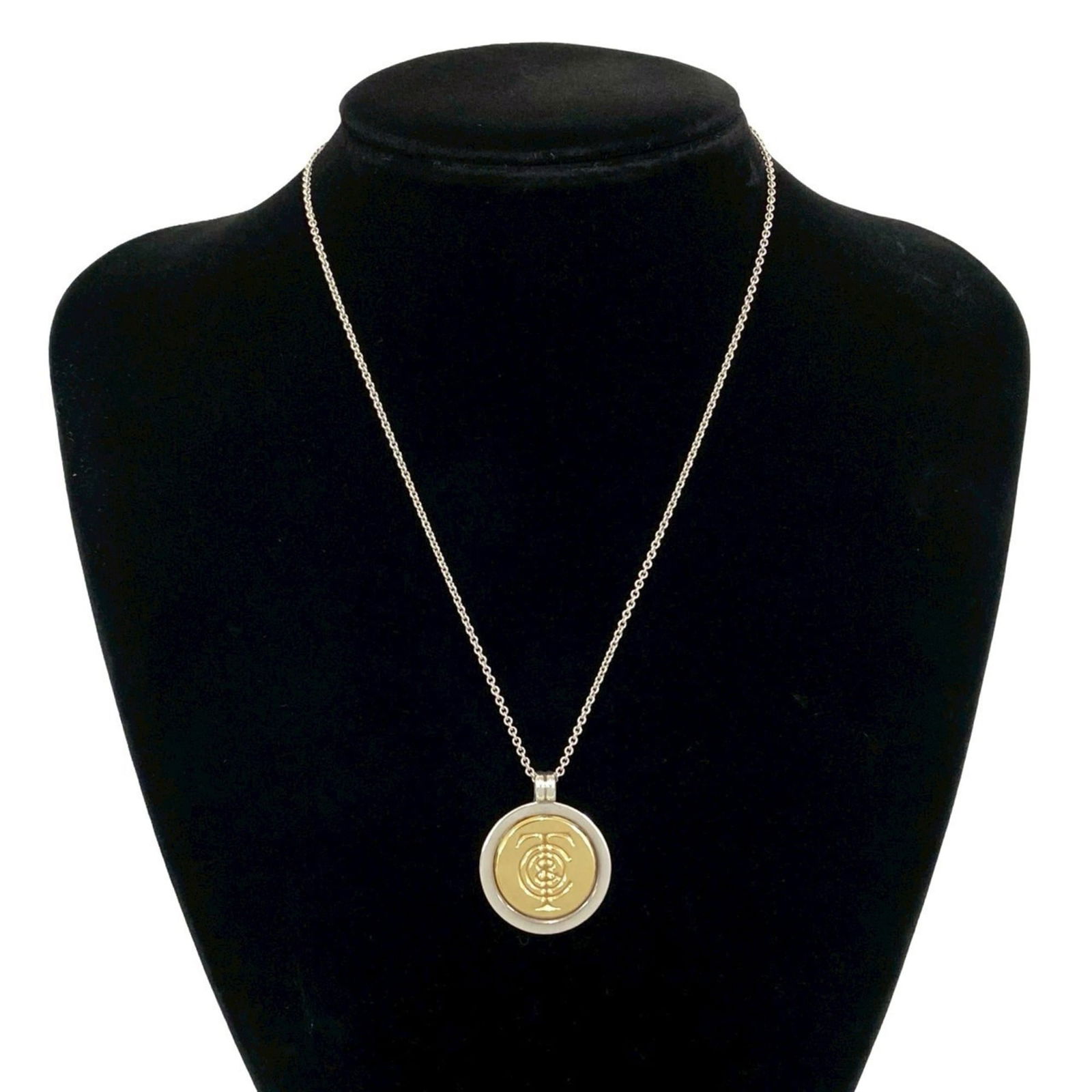 925 Sterling Silver and 18K Gold Chain Pendant Choker 31200 - TIFFANY & Co. Tiffany Coin Necklace (1 of 4)