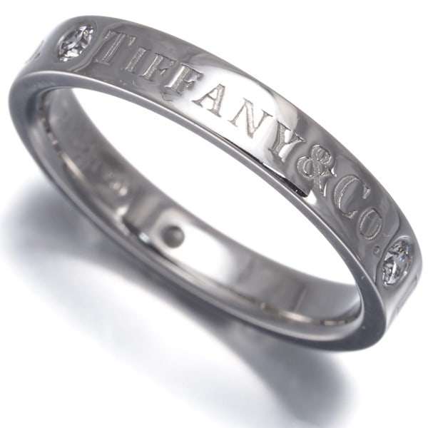 Platinum Tiffany&Co. Ring Diamond Flat Band 3P Us4 950 (1 of 5)