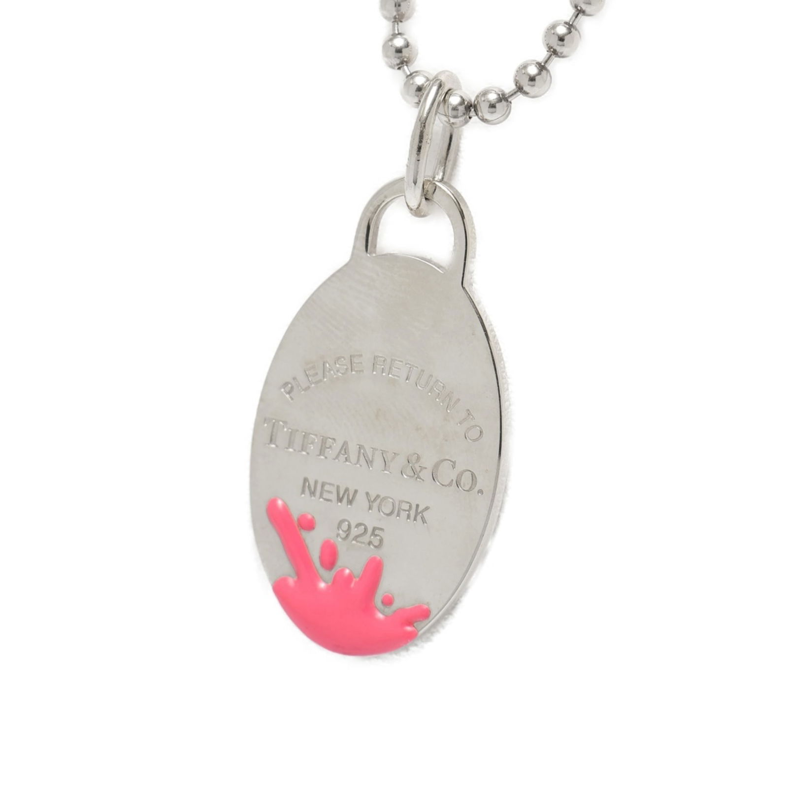 S-159116 - Tiffany & Co. Return to Color Splash Oval Tag Necklace - Silver 925 - Pink: S-159116 - Tiffany & Co. Return to Color Splash Oval Tag Necklace - Silver 925 - Pink This listing features S-159116 - Tiffany & Co. Return to Color Splash Oval Tag Necklace - Silver 925 - Pink. Item