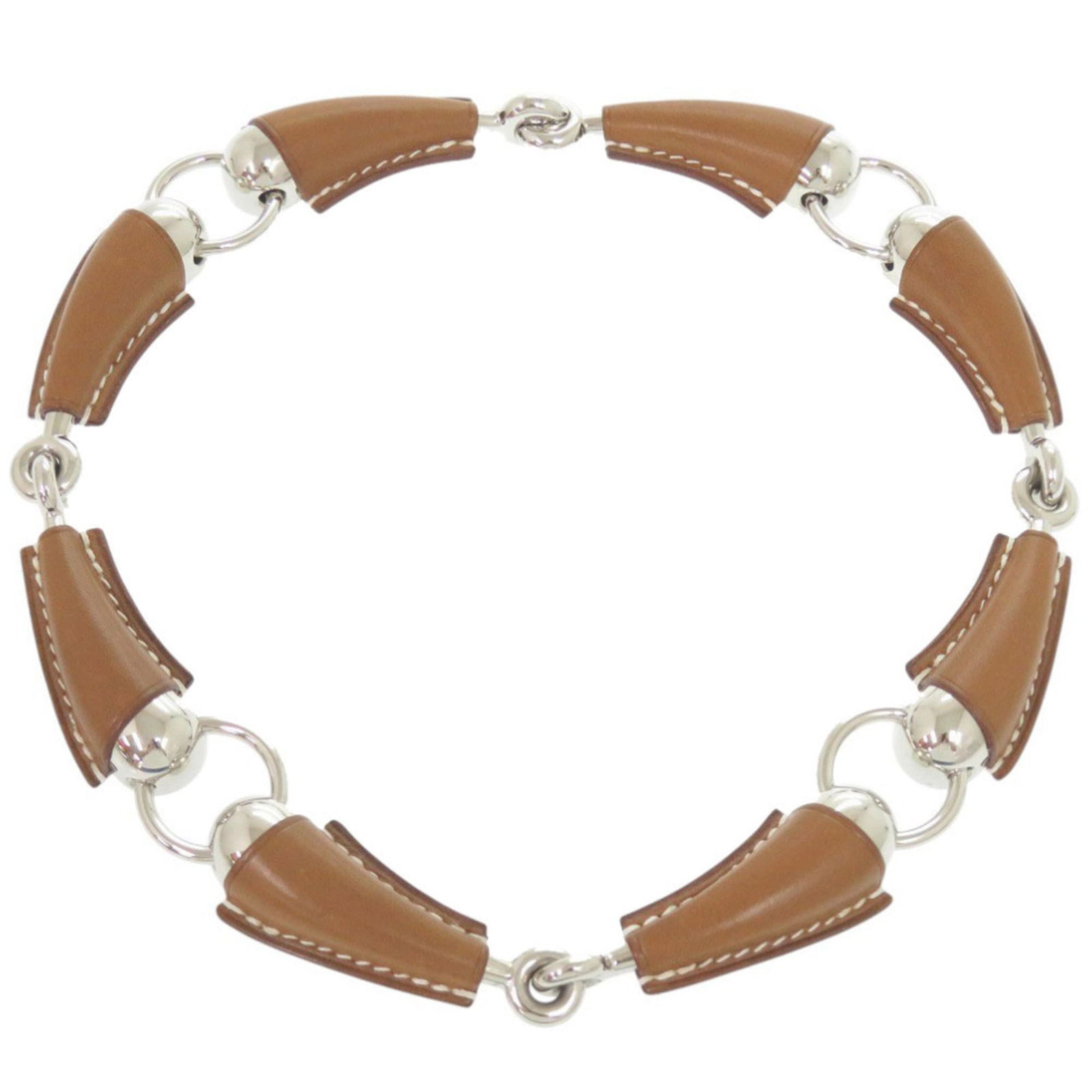 item number 0415. This HERMES is for women. - Like new Herms Epure Equestre Vaubarenia/ Fauve metal: item number 0415. This HERMES is for women. - Like new Herms Epure Equestre Vaubarenia/ Fauve metal necklace with silver hardware and a W stamp (made in 2024). Brown choker necklace This listing