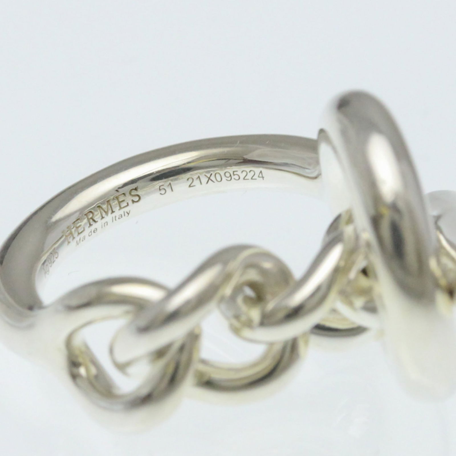 Silver Hermes Band Ring - 6