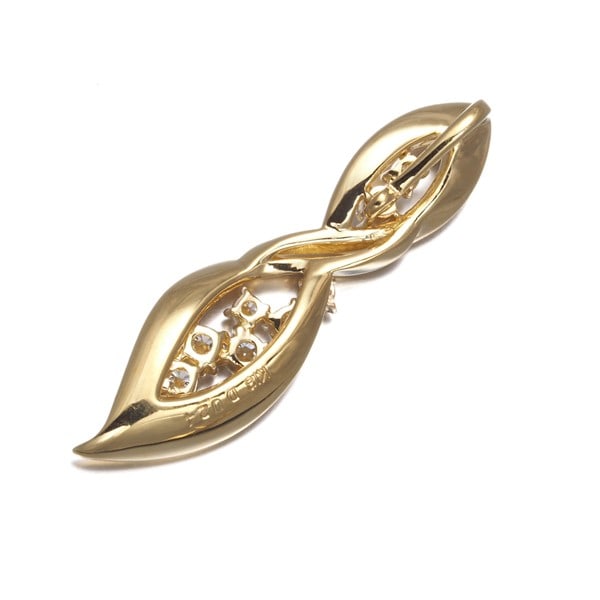 Gold Diamond 0.24Ct Leaf Pendant 18K 750 Yellow - 3