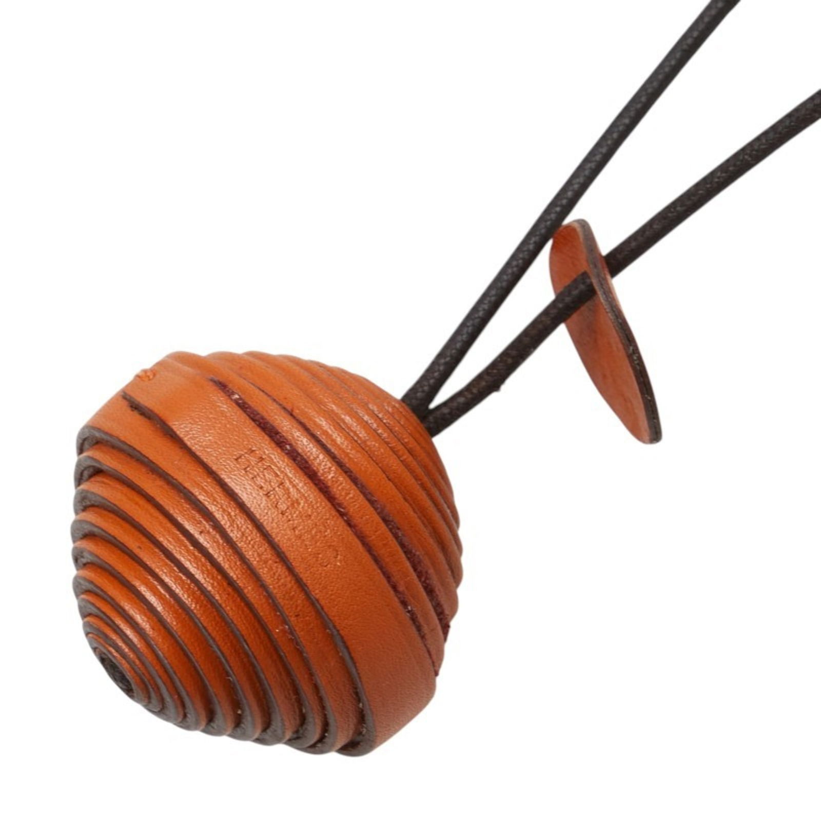 Women Hermes JOJOBA Necklace in Orange and Black Leather for (1 of 7)