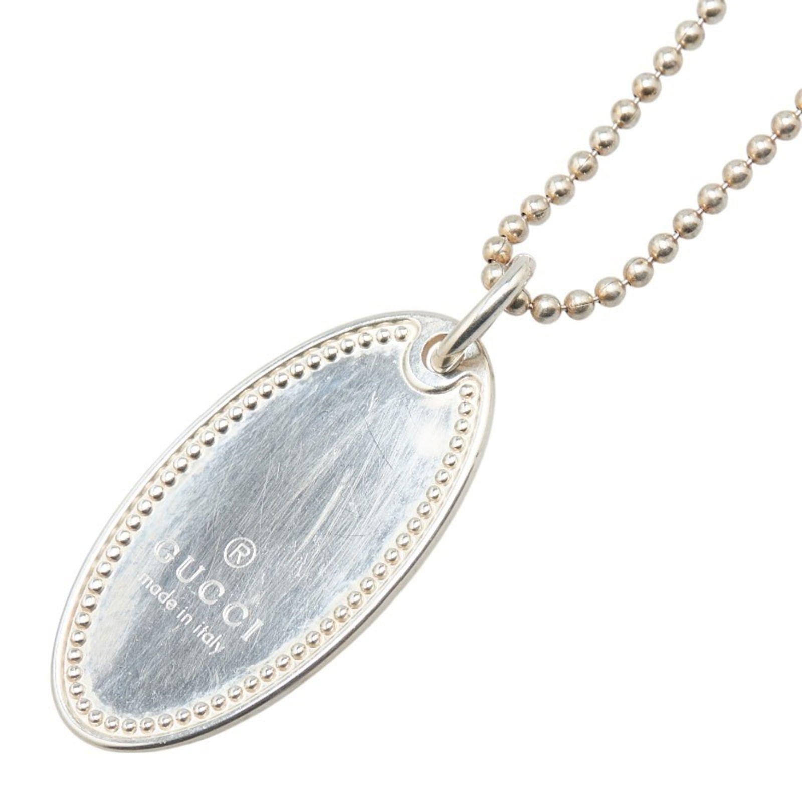 GUCCI - Gucci Oval Plate Necklace with Ball Chain - SV925 Silver - Women's: GUCCI - Gucci Oval Plate Necklace with Ball Chain - SV925 Silver - Women's This listing features GUCCI - Gucci Oval Plate Necklace with Ball Chain - SV925 Silver - Women's. Item specifics are