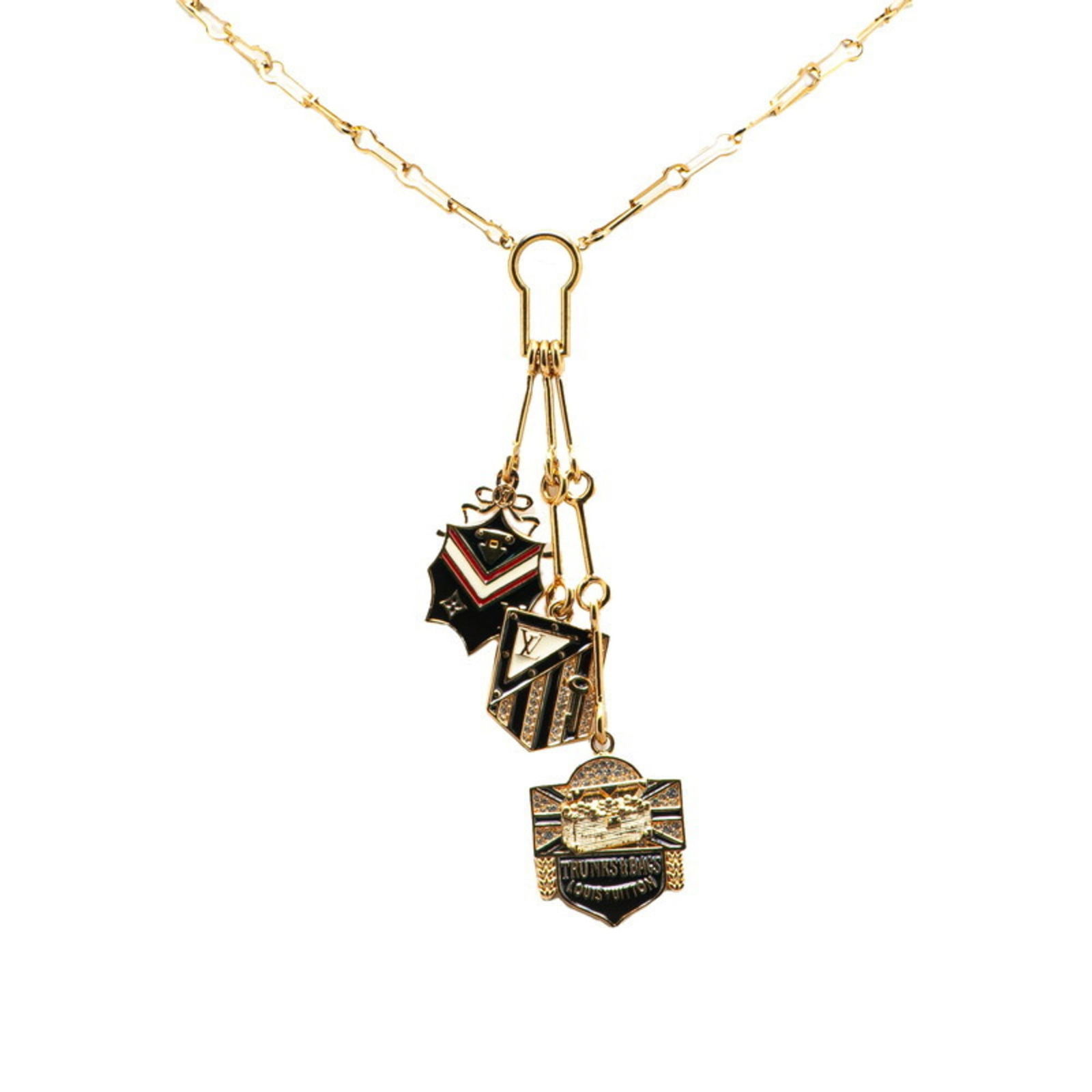 VUITTON Louis Vuitton TRUNKS & BAGS Rhinestone Necklace M68391 Gold Multicolor Plated Women's LOUIS: VUITTON Louis Vuitton TRUNKS & BAGS Rhinestone Necklace M68391 Gold Multicolor Plated Women's LOUIS This listing features VUITTON Louis Vuitton TRUNKS & BAGS Rhinestone Necklace M68391 Gold