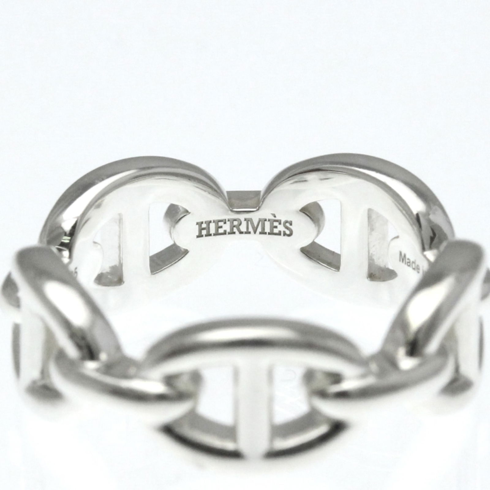 Silver Hermes Band Ring - 6