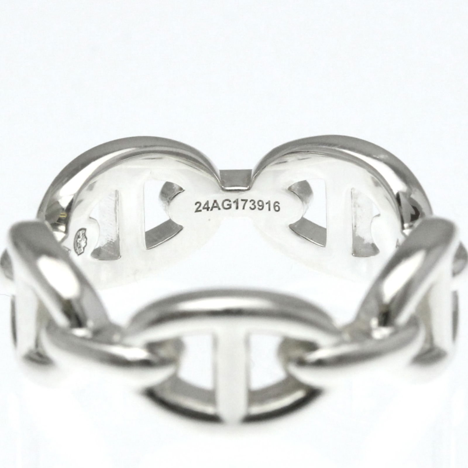 Silver Hermes Band Ring - 8