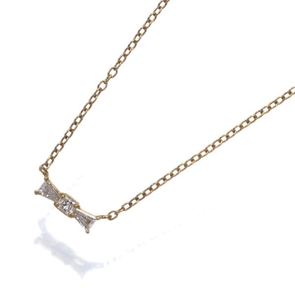 Gold Ahkah Necklace Diamond 0.08Ct Ribbon 18K 750 Yellow (1 of 4)