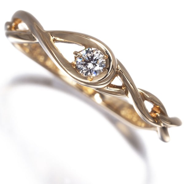 Gold Star Jewelry Ring Diamond 0.06Ct Solitaire Us5 18K 750 Yellow (1 of 5)