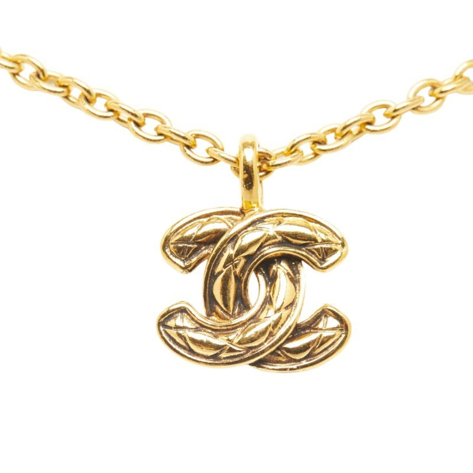 CHANEL - Vintage Chanel Matelasse Coco Mark Necklace - Gold Plated - Women's: CHANEL - Vintage Chanel Matelasse Coco Mark Necklace - Gold Plated - Women's This listing features CHANEL - Vintage Chanel Matelasse Coco Mark Necklace - Gold Plated - Women's. Item specifics are prov
