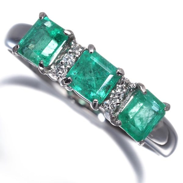 Platinum Emerald 1.23Ct Diamond 0.06Ct Classic Ring 900 (1 of 6)