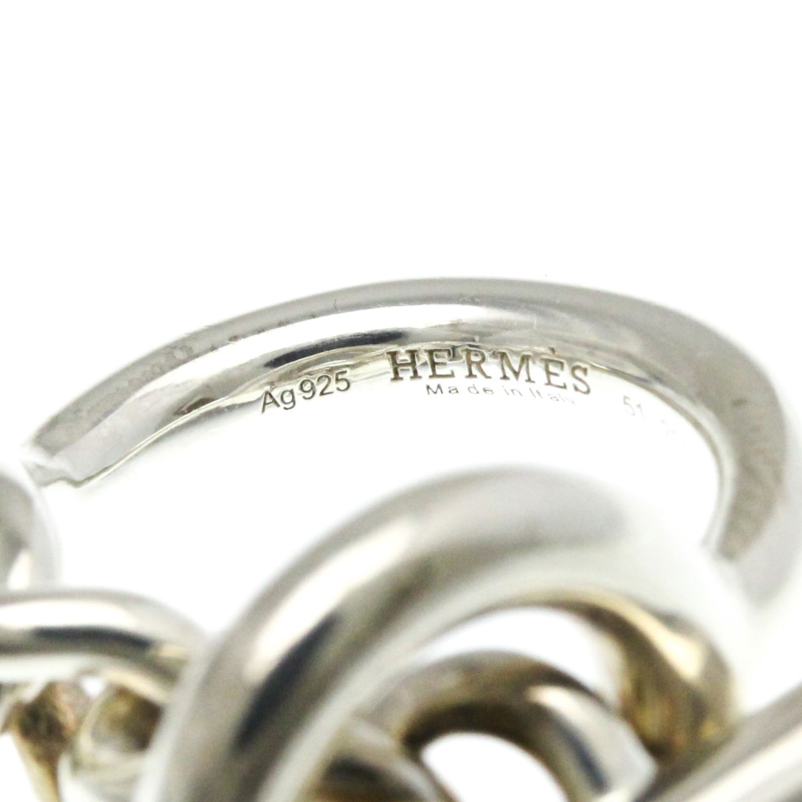 Silver Hermes Band Ring - 5