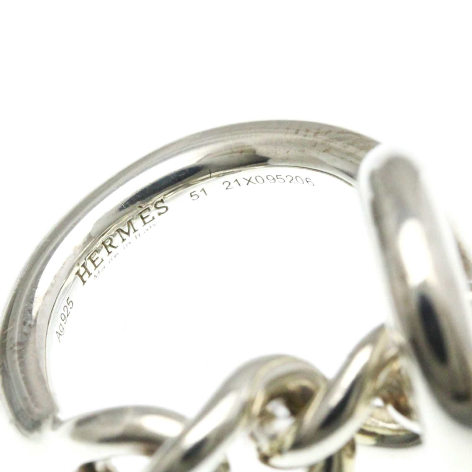 Silver Hermes Band Ring - 6