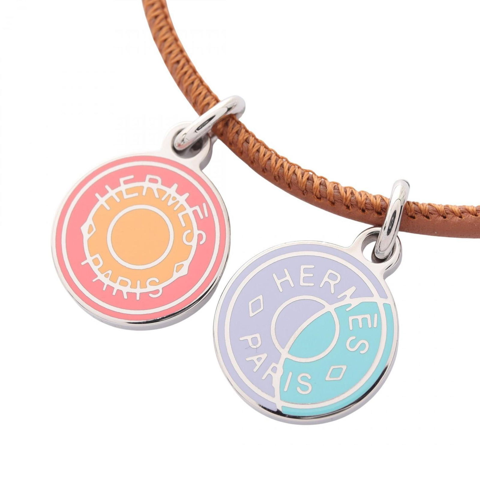 Silver Brown - Hermes Herms Eclipse Necklace in Stainless Steel and Leather: Silver Brown - Hermes Herms Eclipse Necklace in Stainless Steel and Leather This listing features Silver Brown - Hermes Herms Eclipse Necklace in Stainless Steel and Leather. Item specifics are