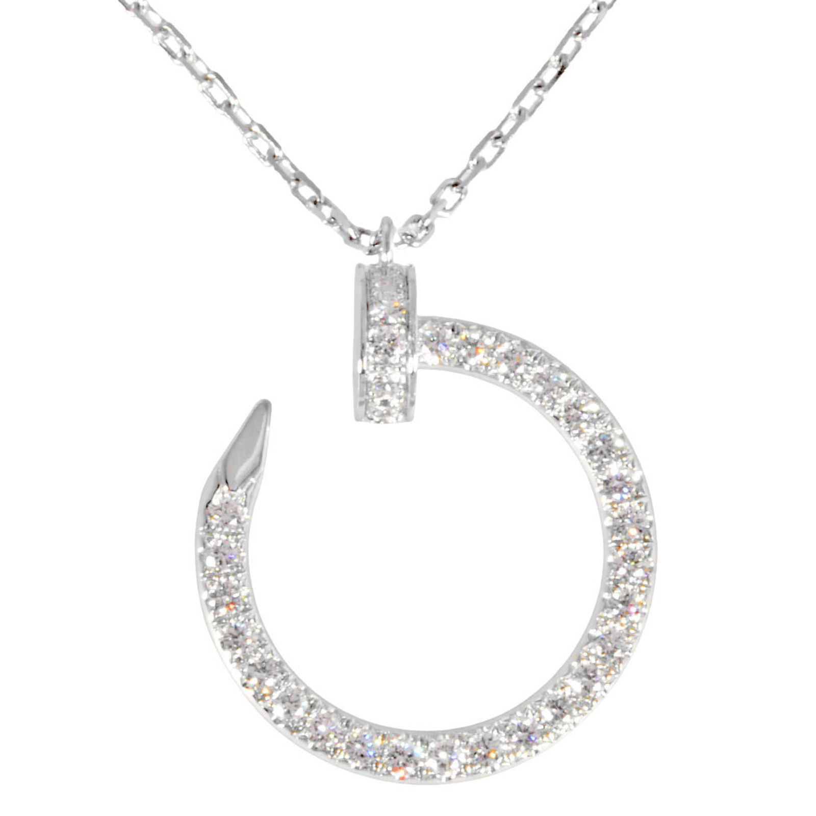 Women's Cartier Juste un Clou Necklace Diamond 18KWG 5.8g White Gold 45cm (1 of 6)